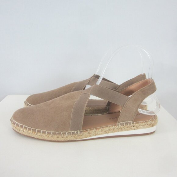 New Lucky Brand Womens 8 Tan Espadrille Slip-On Suede Slingback Shoe LP RIFKA - Picture 2 of 11